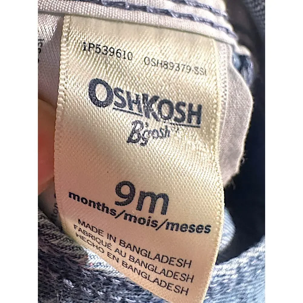 OshKosh B’gosh Floral Denim Overalls Baby Girls 9M